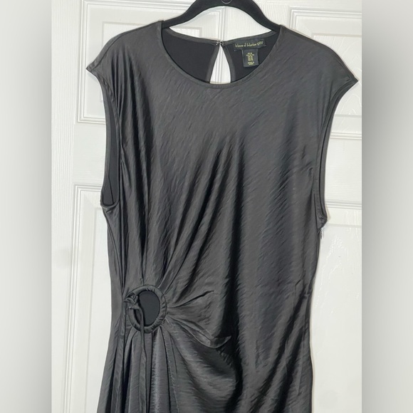 House of Harlow 1960 Women's Satin Slip Dress Circle Side Cutout in Black Sz XL - Picture 4 of 16